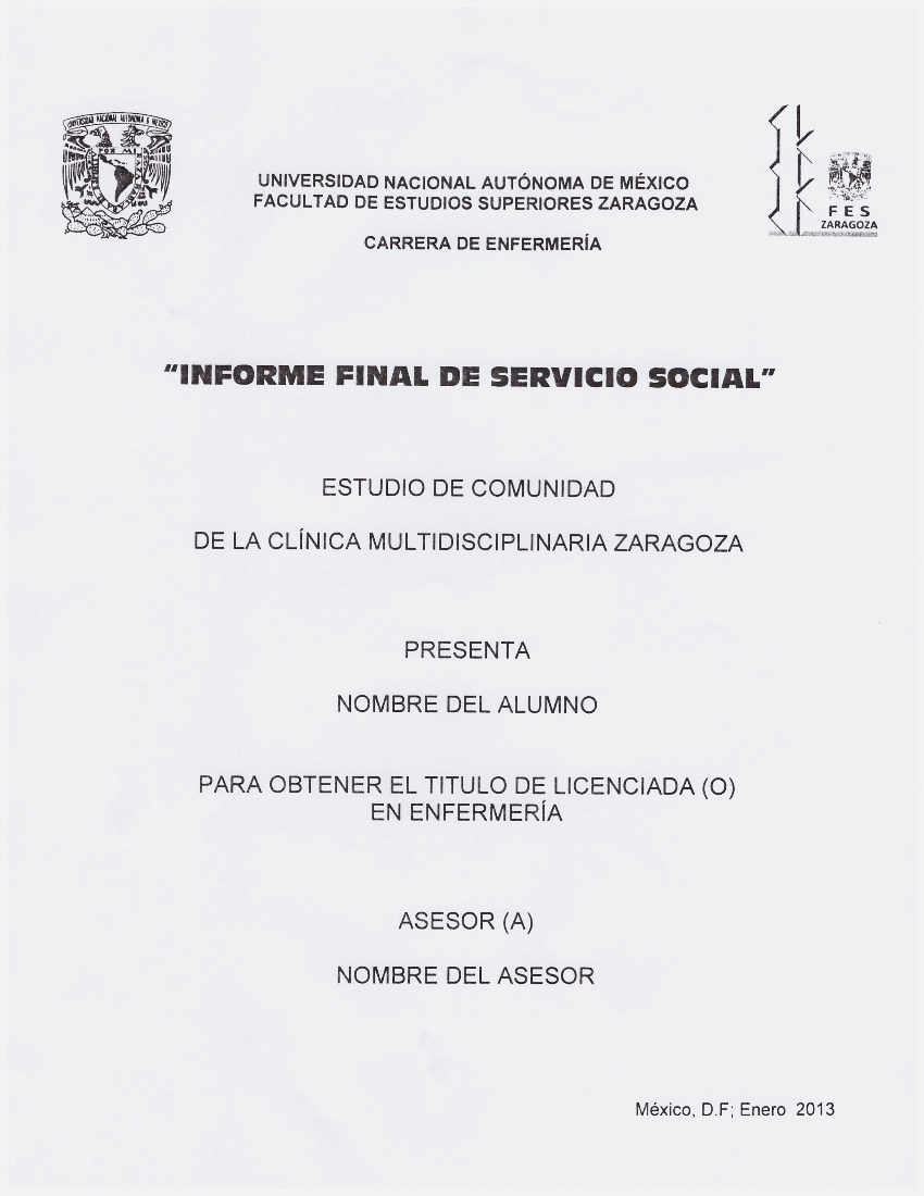TITULACIÓN ENFERMERÍA  Facultad de Estudios Superiores 